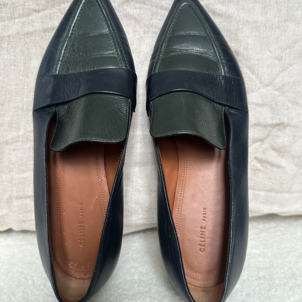 Celine Black and Green Loafers